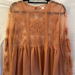 Peach Embroidered Blouse - Xhilaration